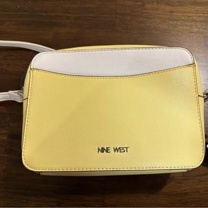Woman's Handbags Nine West Calandra Mini Camera Crossbody Yellow & White Trim